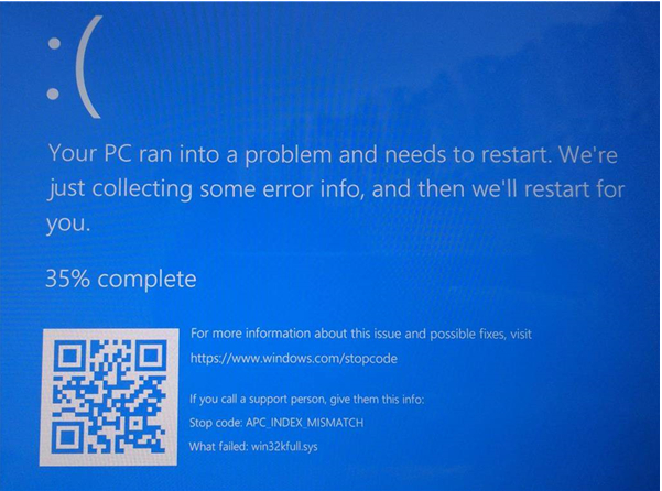 Win10更新后打印機藍屏APC_INDEX_MISMATCH怎么辦？