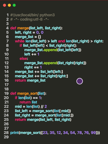python歸并排序算法過程實(shí)例講解