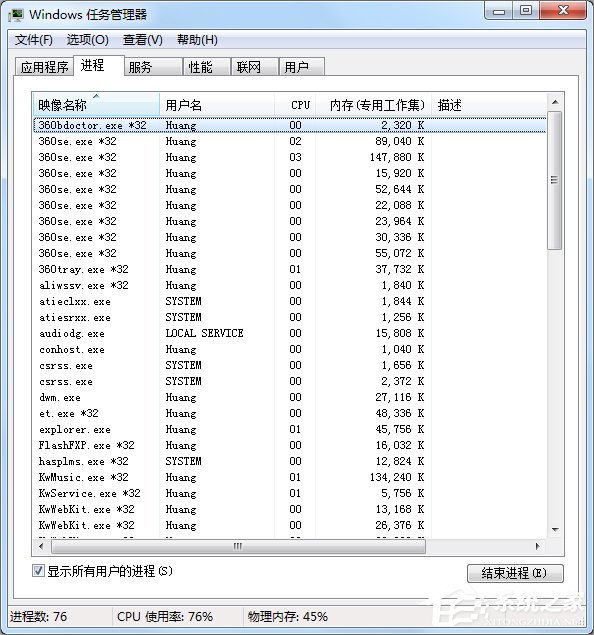 Win7如何打開任務管理器？