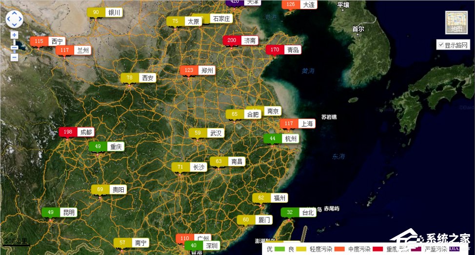如何用百度地圖查看全國霧霾情況？
