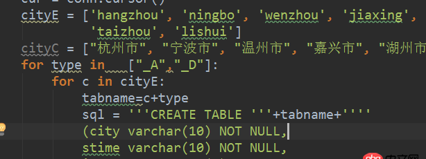 mysql - Python創(chuàng)建相同結(jié)構(gòu)的多個數(shù)據(jù)庫表，表名是循環(huán)添加的。
