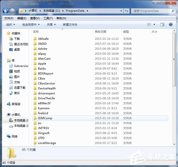 Win7系統如何查找C盤中的ProgramData文件夾？