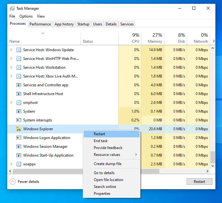 Win10系統怎么重新啟動Explorer.exe(Windows資源管理器)？
