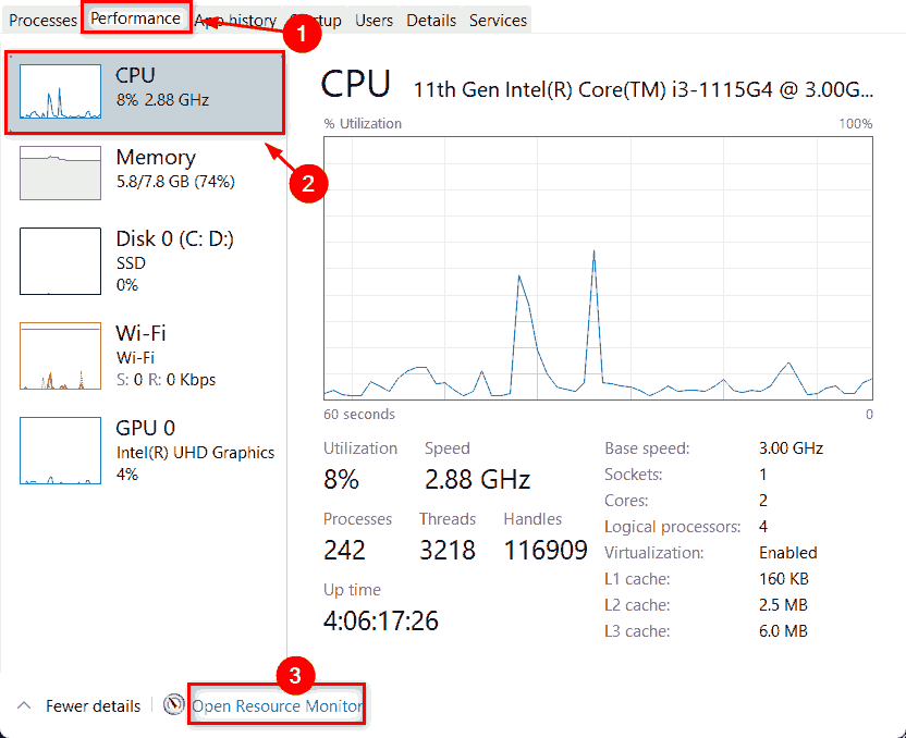 怎么檢查Win11中哪些進程占用更多CPU？