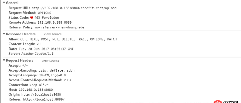 javascript - vue+iview  upload傳參失敗 跨域問題后臺已經解決 仍然報403，這是怎么回事??？