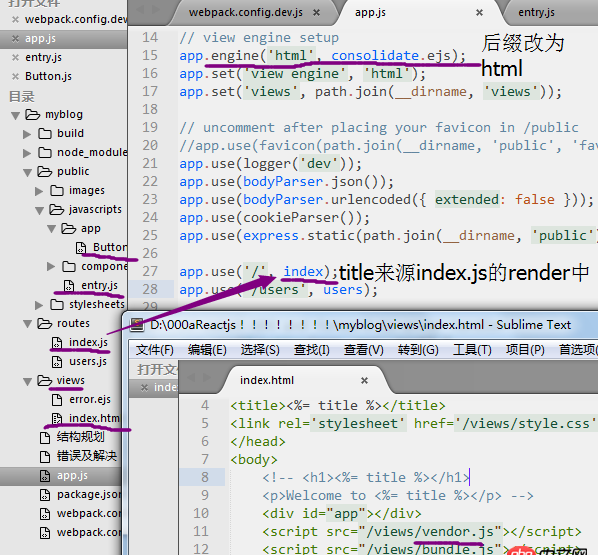node.js - 請教學(xué)長們，用webpack服務(wù)器在開發(fā)模式下打包出來的東西怎么給express服務(wù)器用？？？