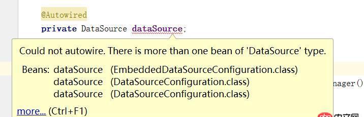 java - 就配置了一個(gè)數(shù)據(jù)源，為什么提示 there is more than one bean of "DataSource" type