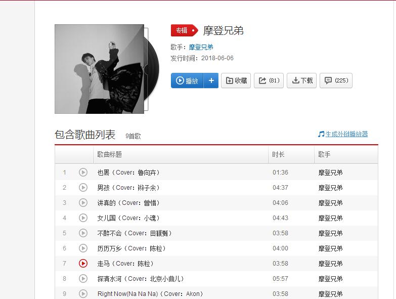 抖音摩登兄弟唱的歌曲有哪些？摩登兄弟劉宇寧抖音歌曲在線試聽(tīng)