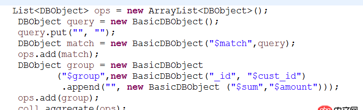 mongodb 3.4 如何使用java語(yǔ)言操作 aggregate函數(shù) 初學(xué)者 請(qǐng)高人們指點(diǎn)指點(diǎn)。