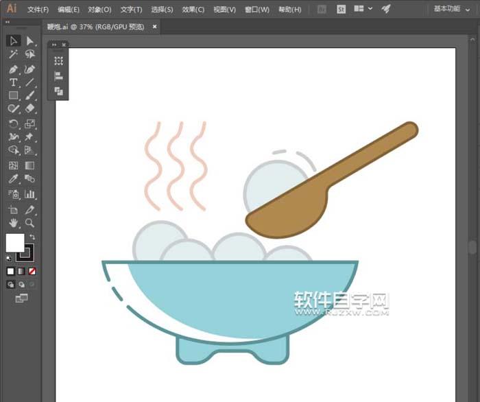 AI怎么畫一碗湯圓簡(jiǎn)筆畫